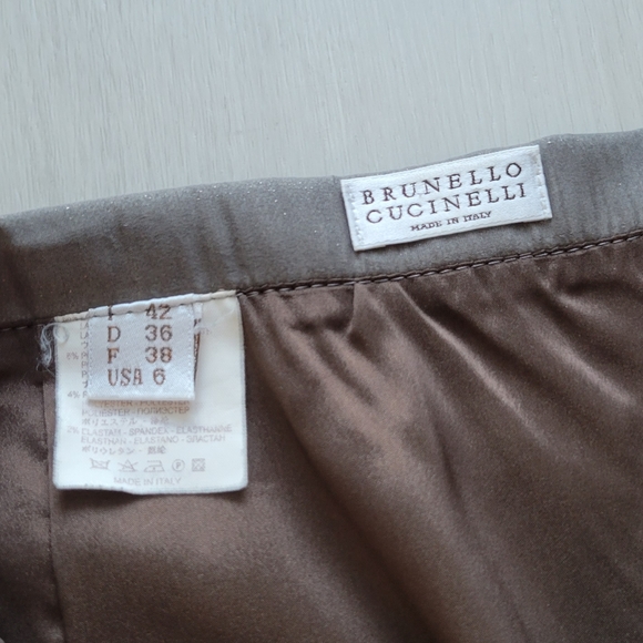 Brunello Cucinelli gray/brown wool/chiffon miniskirt, size 0/2 - Picture 5 of 9